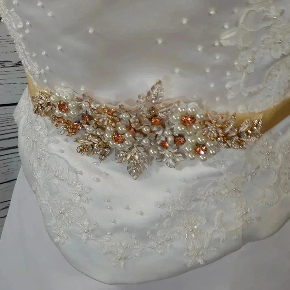 Wedding Belt Female Alloy Flower Rhinestone Pearl Sash - Picture 3 of 6